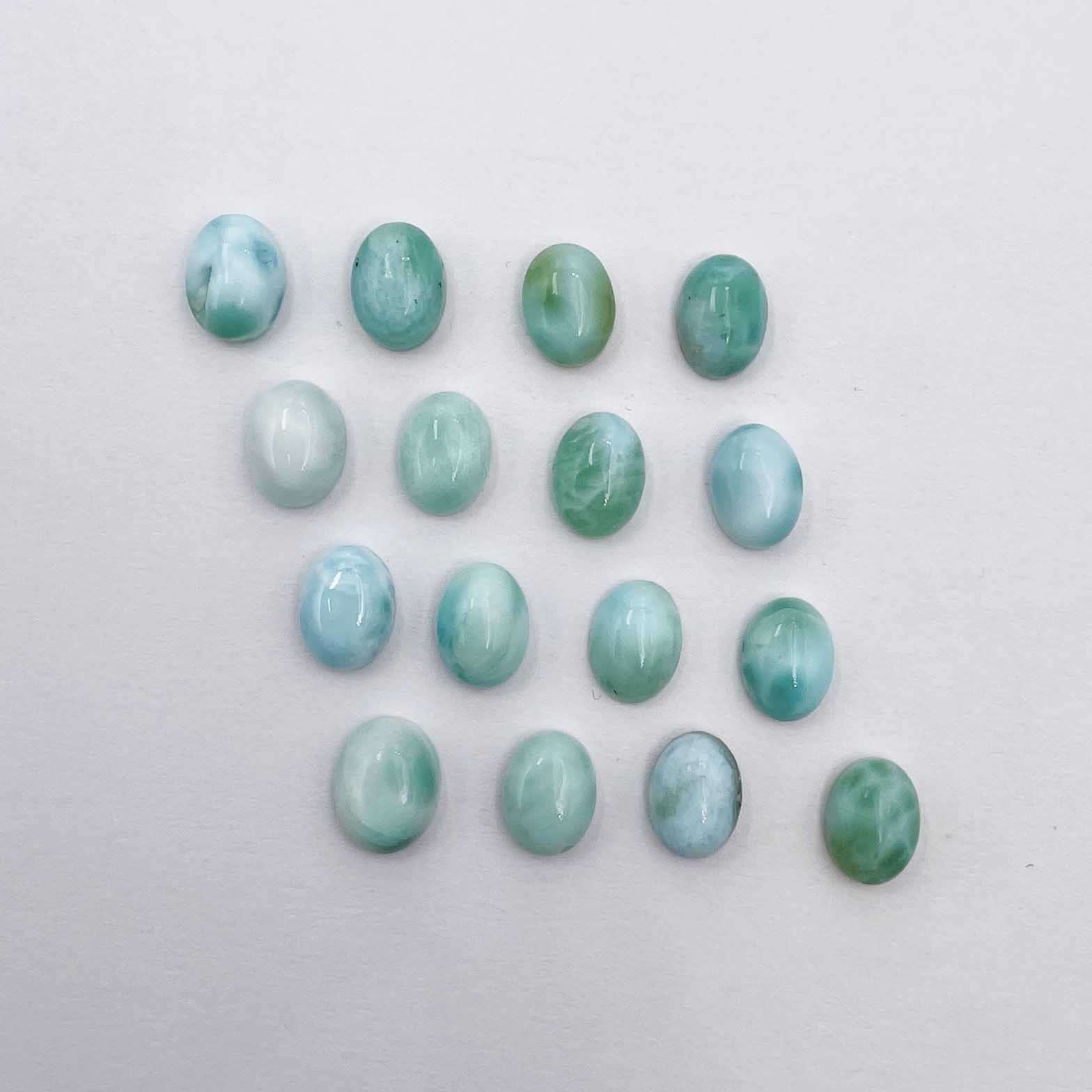 Natural Larimar Oval Cabochon Loose Gemstone Lot 61 Pcs 6*8 MM 100 CT