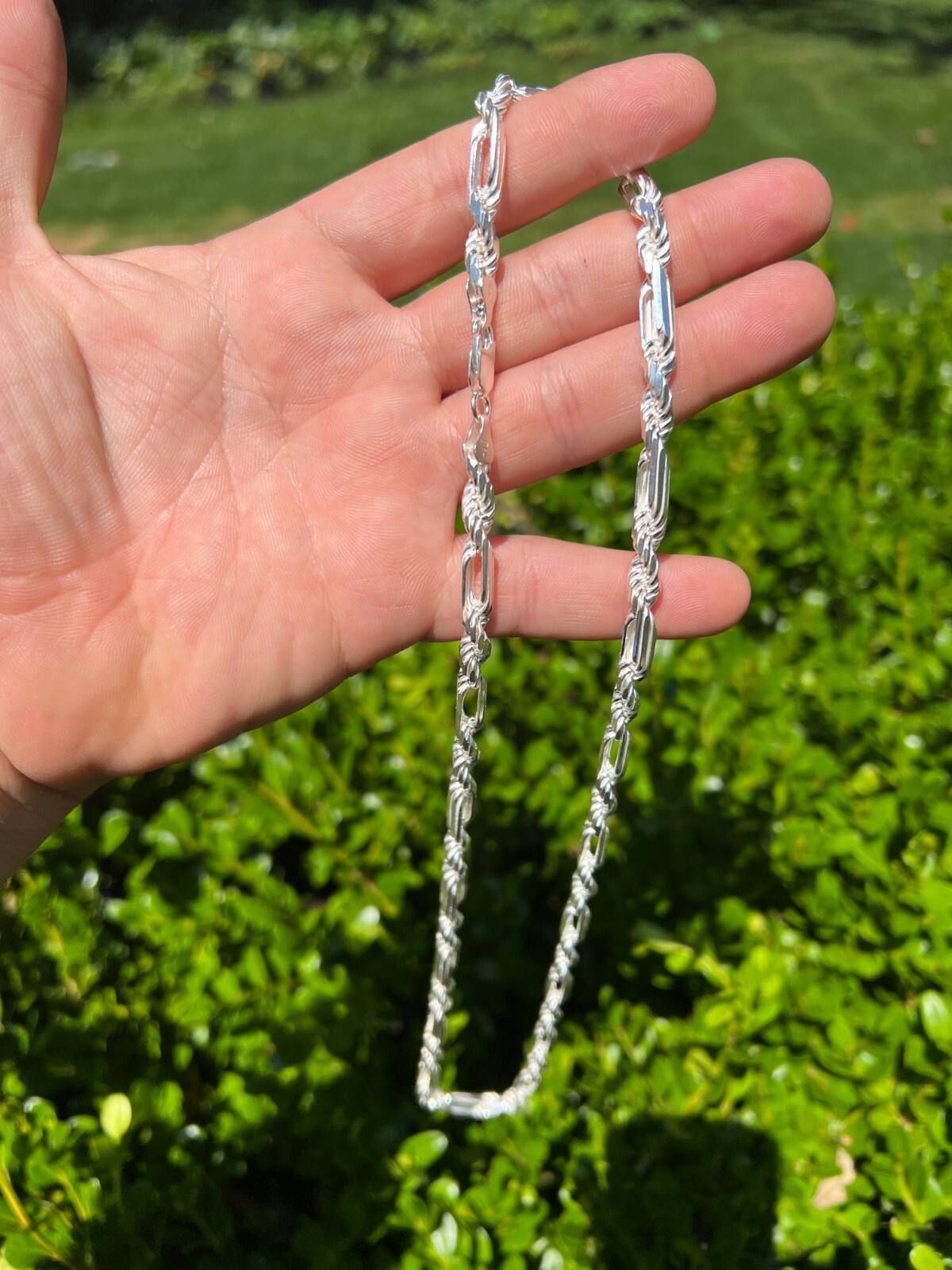 Men’s FigaRope Chain Real Solid 925 Sterling Silver Necklace Bracelet 6mm Milano
