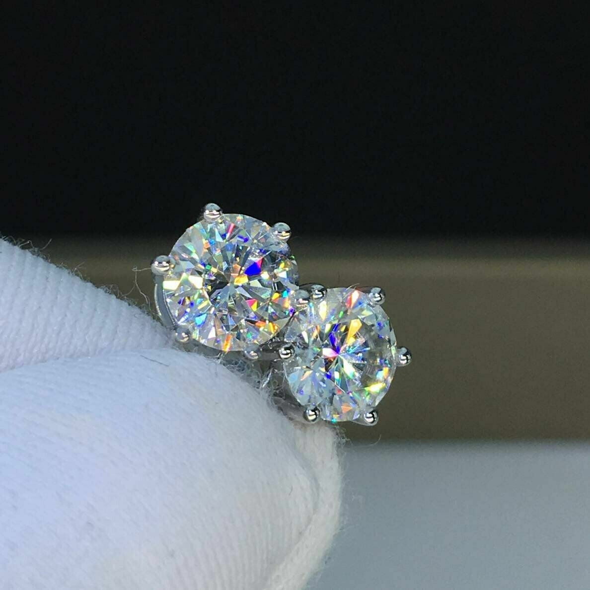 1.50Ct Round Lab Created Diamond Stud Push Back Earrings 14K White Gold Finish
