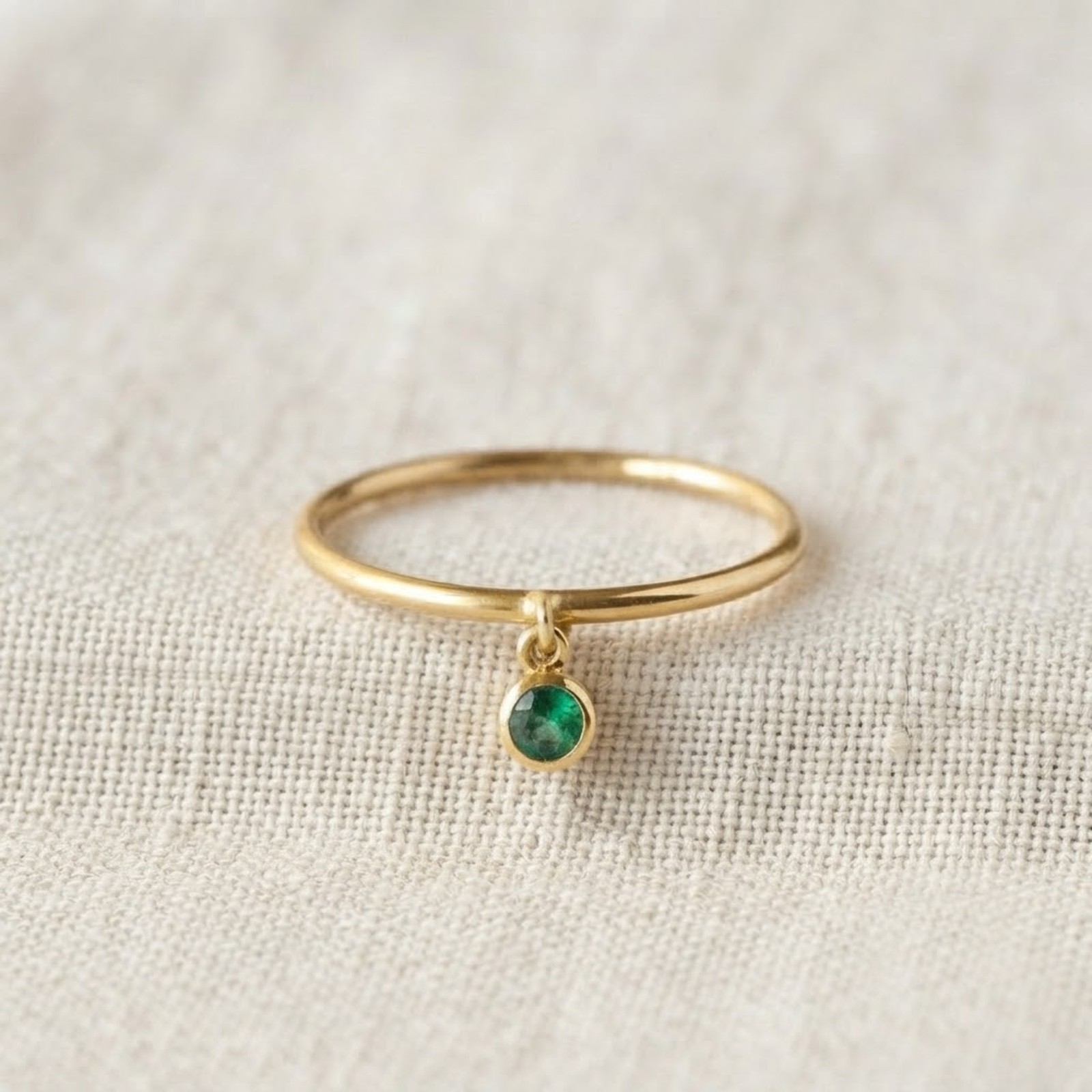 Natural Emerald 14k Solid Gold Drop Ring in All Sizes Elegant Handmade Jewelry