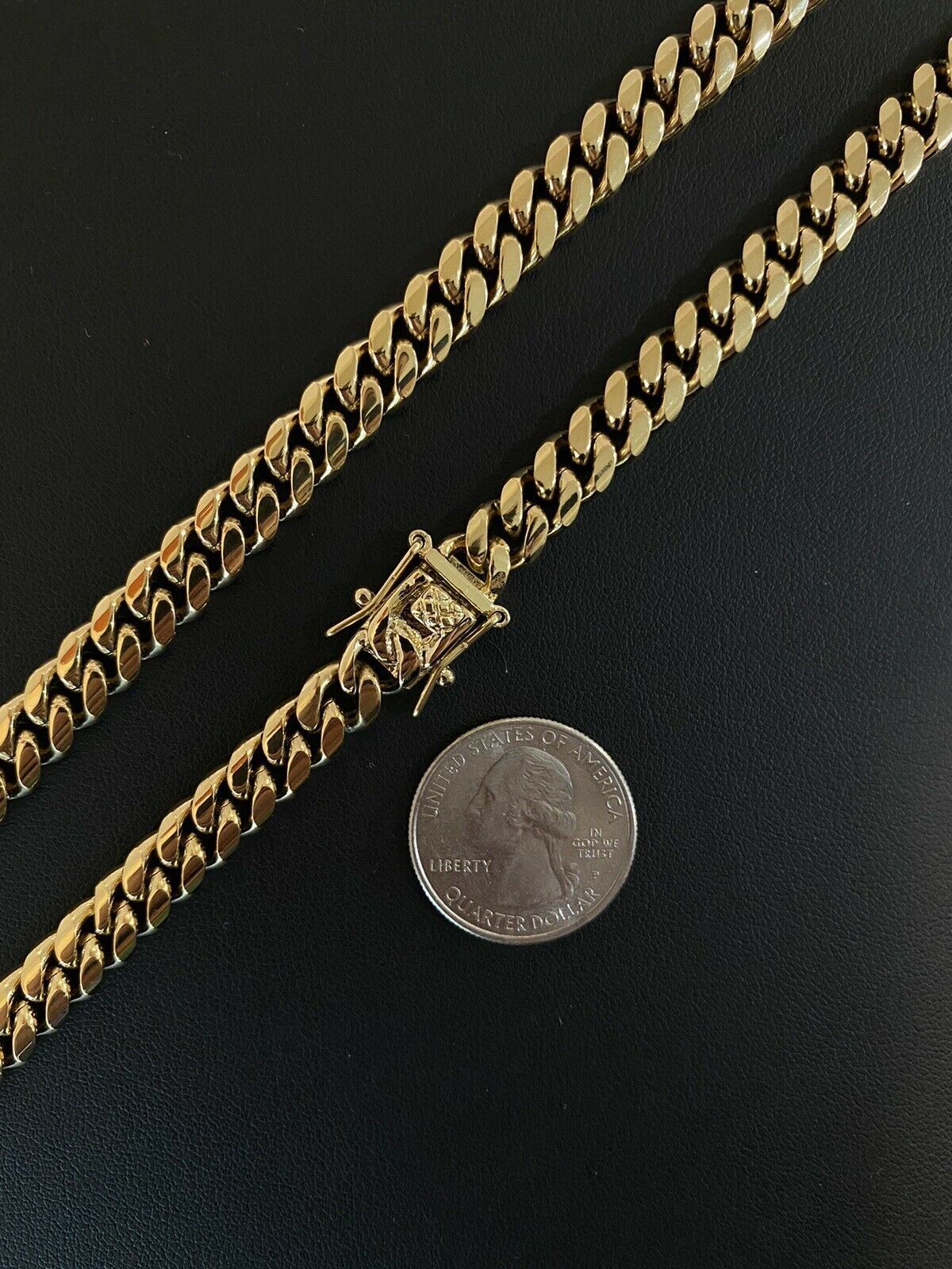 Real Miami Cuban Link Chain 14k Gold Plated Stainless Mens Necklace Choker 8mm