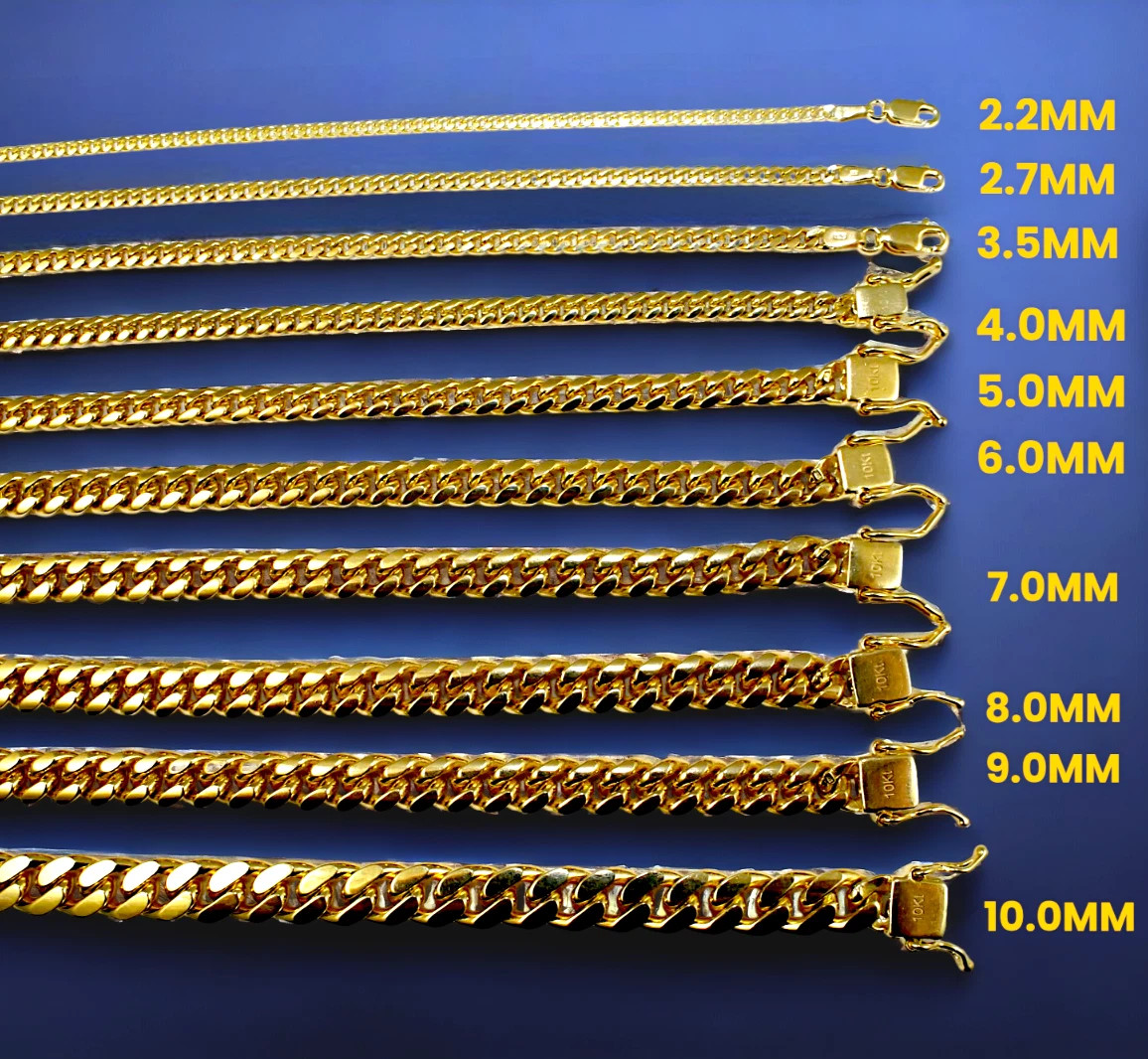 10K Yellow Gold SOLID Miami Cuban Link Necklace Bracelet Chain 2mm-11mm 7″-30″