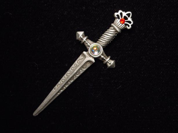 “JJ” Jonette Jewelry Silver Pewter ‘Jeweled SWORD’ Tack Pin ~ Dragon Slayer