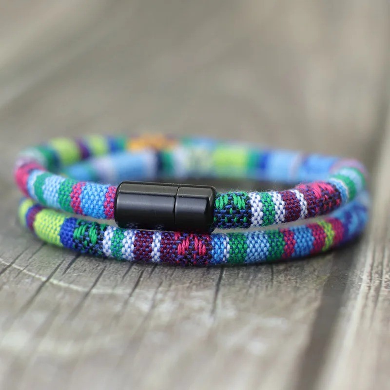Tactical Bohemian Rope Bracelet Men Strong Magnetic Clasp Adventure Gear