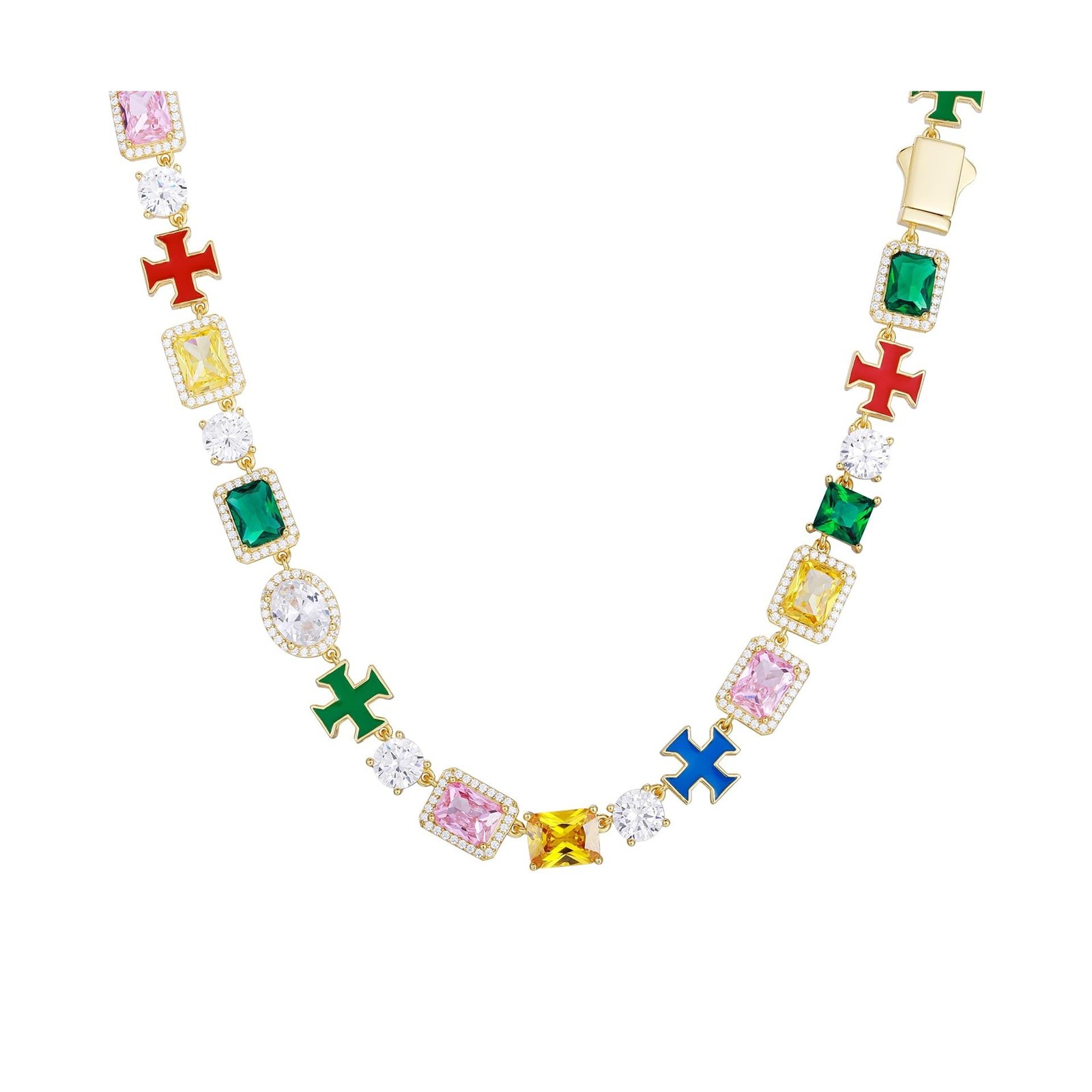 Multi Gemstone Tennis Necklaces For Women Men, 8MM, 16-24inches, 925 Sterling…