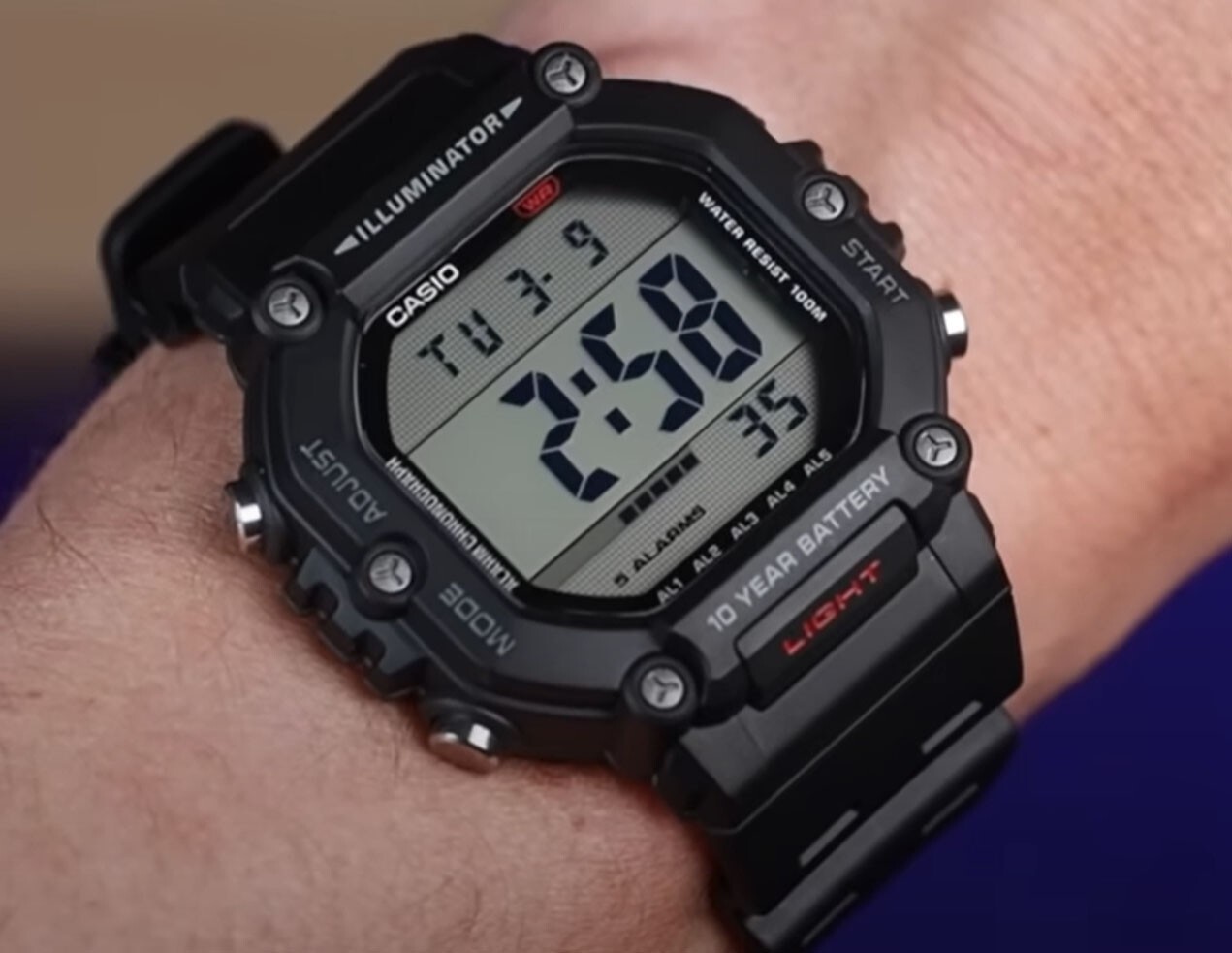 Casio AE1600H-1A Large LCD front button operation Watch