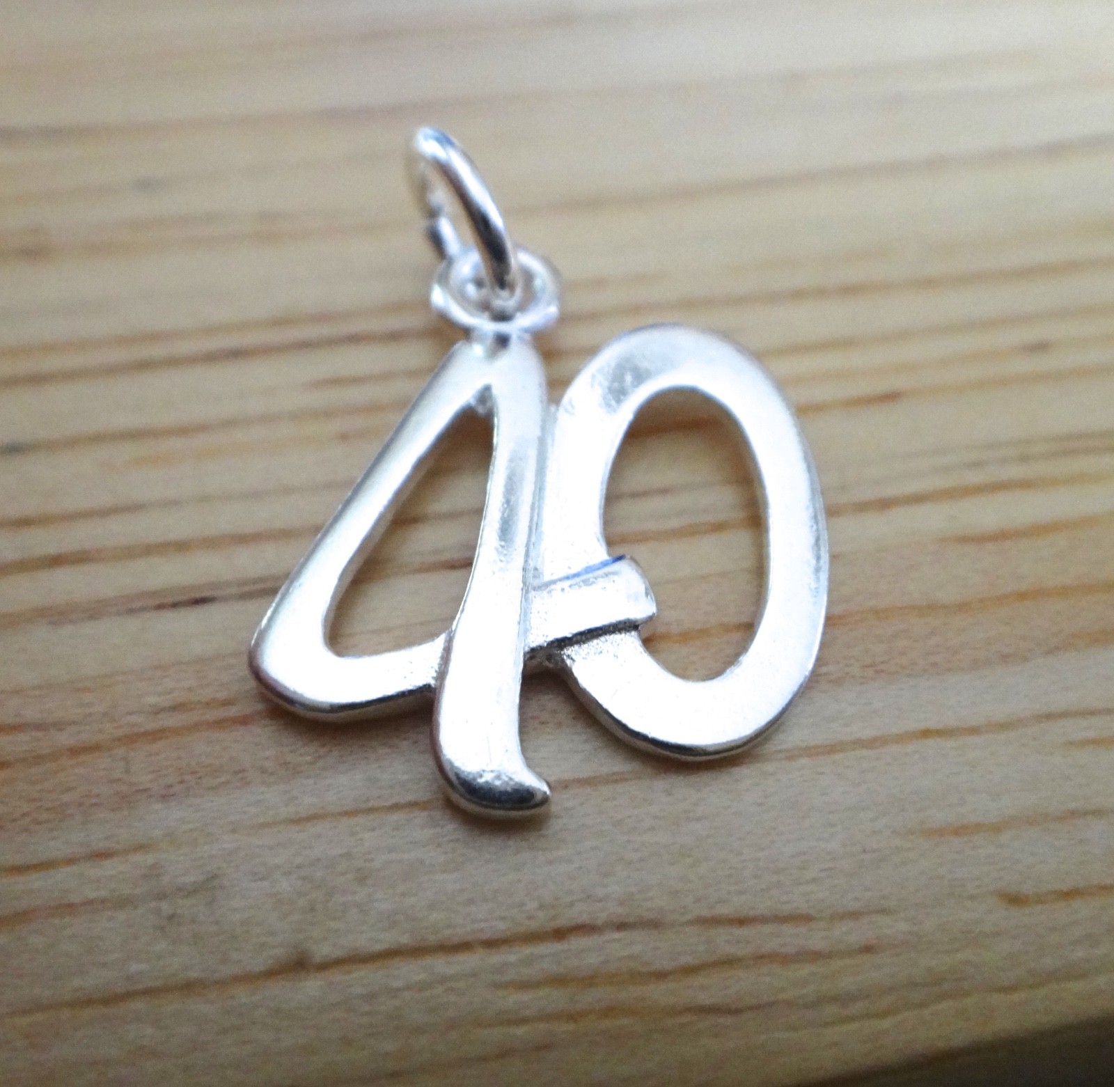 Sterling Silver 16x14mm Whimsical Number 40 40th Birthday Anniversary Charm