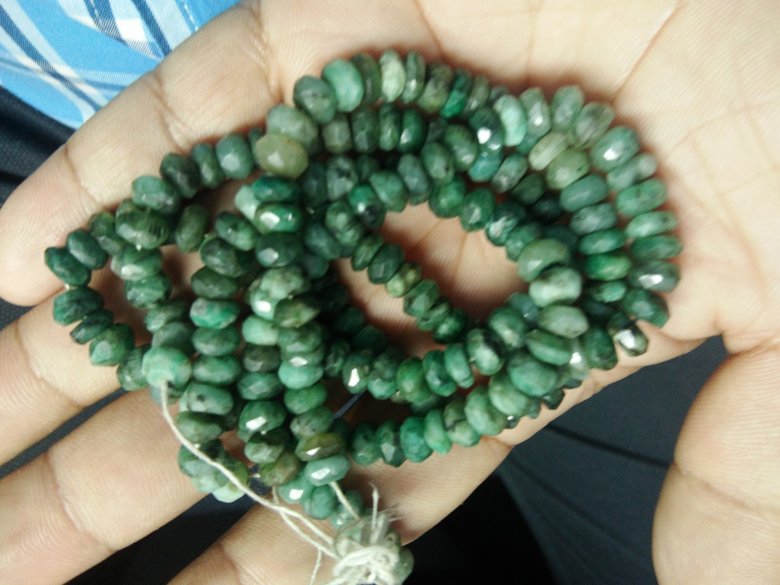 NATURAL GREEN EMERALD FACETED RONDELLE BEADS 6.5-7 MM GEMSTONE 7.5″ STRANDS