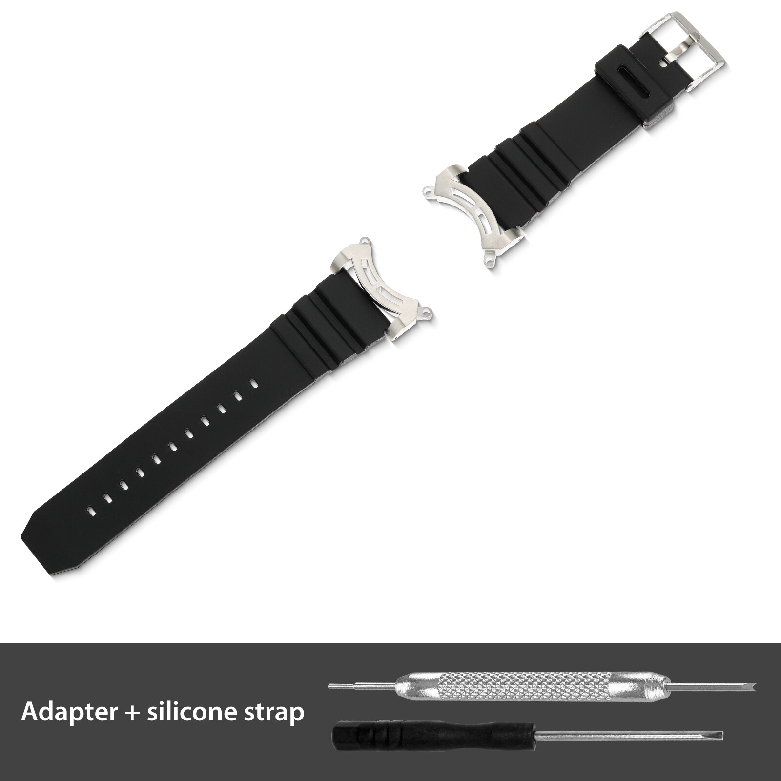 Silicone Watch Band Strap For Citizen Eco Drive Bj8050 w/Silver Metal Adapter