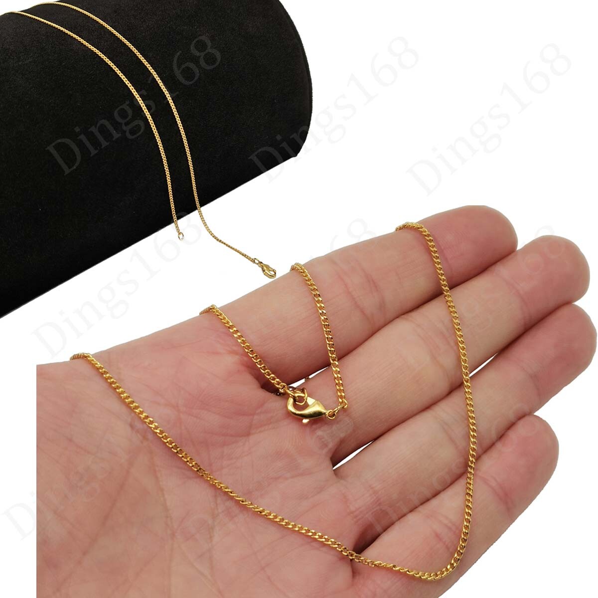 Unisex 18K Yellow Gold Filled Tarnish-Free 20inch 1mm Cable Chain Necklace P146G