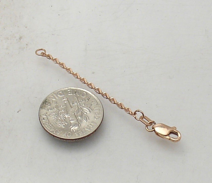 1.5mm Diamond Cut Rope Chain Necklace Extender Pendant Real 14K Rose Gold
