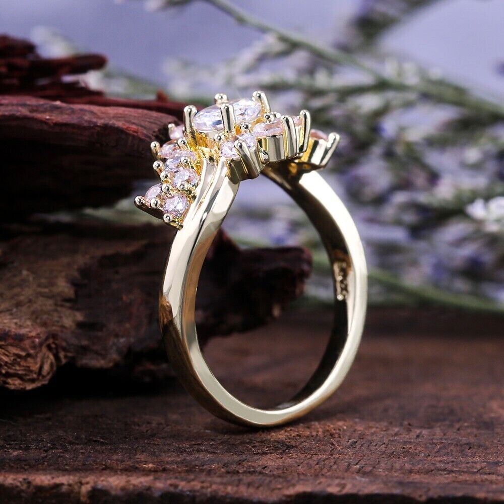 Stunning 2.20Ct Round Cut Simulated Diamond Wedding Ring 14K Yellow Gold Plated