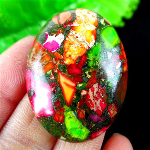 Artificial Rainbow Sea Sediment Jasper Oval Cab Cabochon DIY 40x30x6mm No Holes