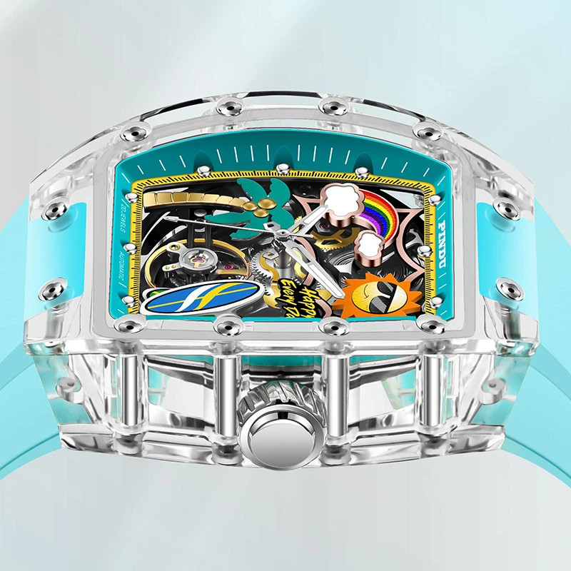 Unique Dial Men’s Mechanical Watch Summer Beach Glow Waterproof Silicone