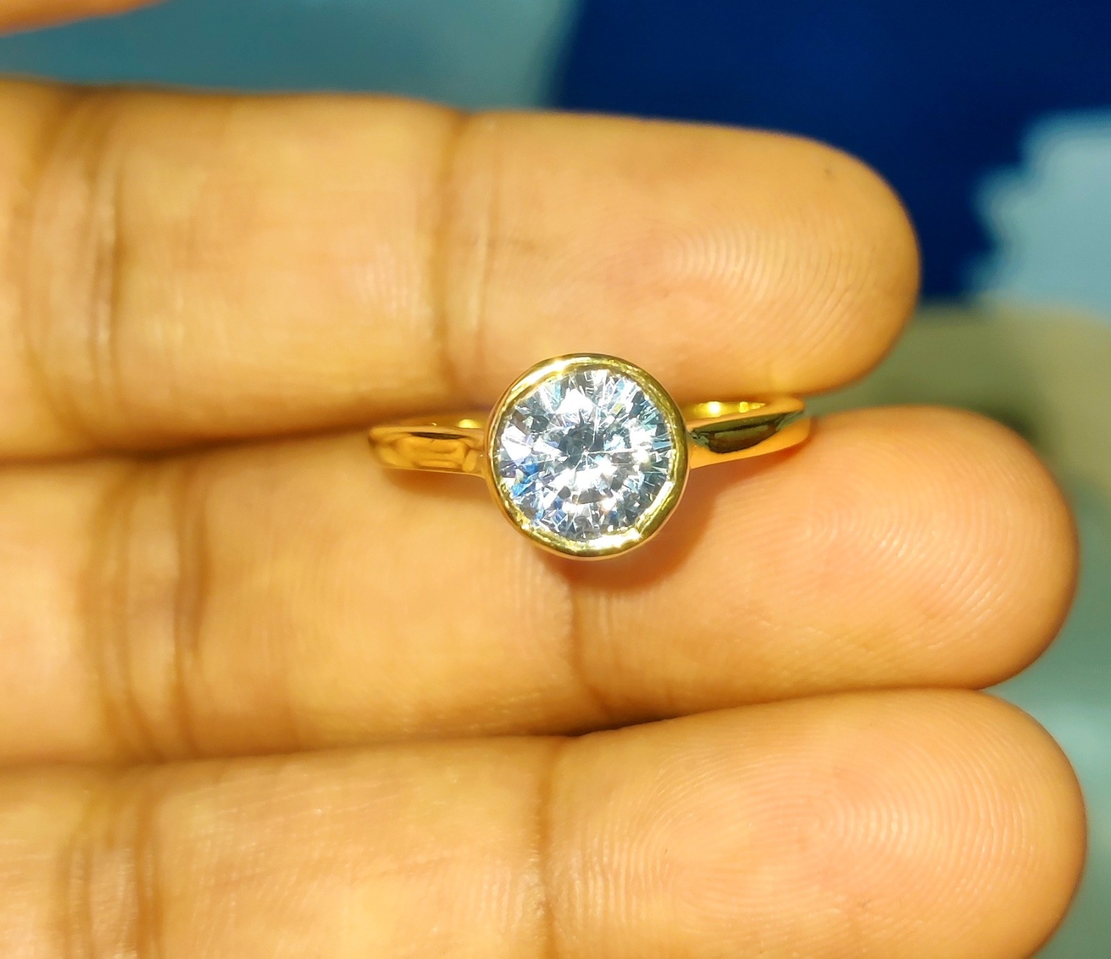 2Ct Round Lab Created Diamond Solitaire Engagement Ring 14K Yellow Gold Plated