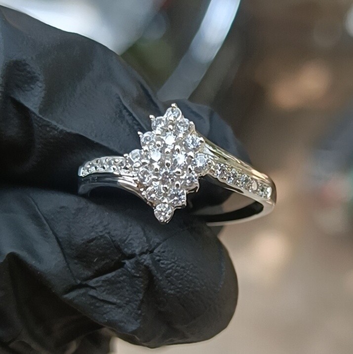 2.20Ct Round Lab Created Diamond Cluster Engagement Ring 14K White Gold Plated