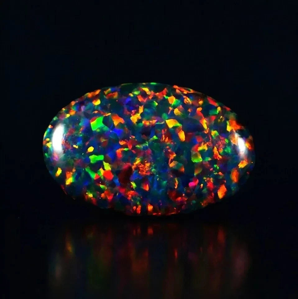 Natural Black Fire Opal Oval Cabochon 9.60 Ct AAA+ Australian LT Loose Gemstone