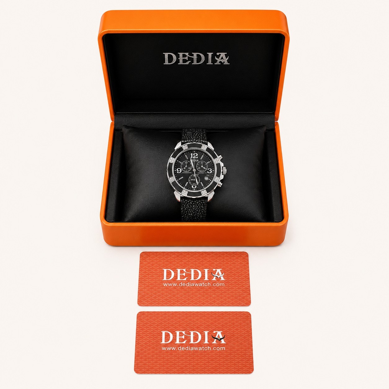 Authentic Dedia Swiss Made 18K Gold Diamond MOP Chronograph Women’s Watch