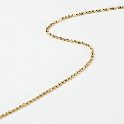 18K Solid Yellow Gold 0.9mm 8-sided Ball Chain Necklace Adjustable 17.75″ Japan
