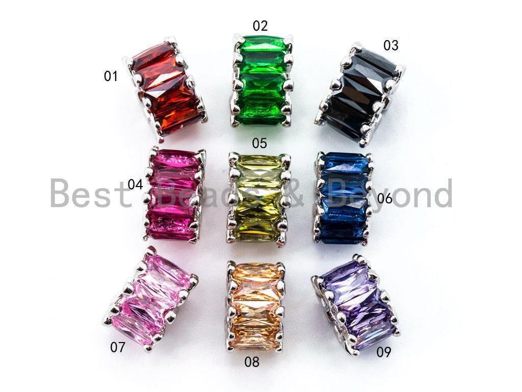 Quality Mixed Color CZ Micro Pave Tube Beads Charm for Jewelry Making, 6x10mm