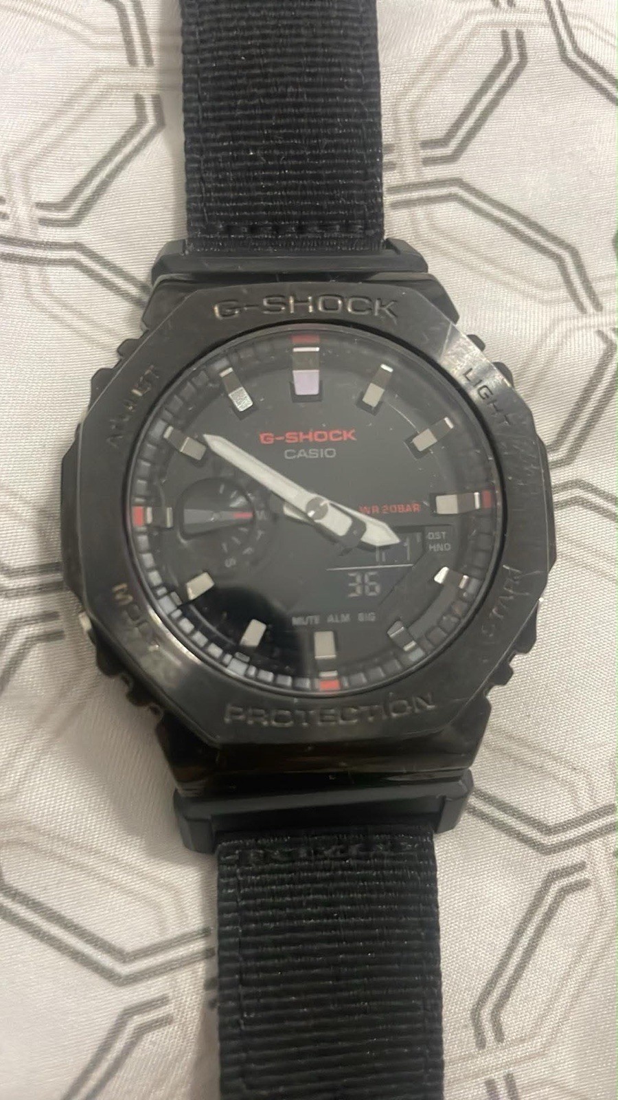 Casio G-Shock 2100 Series Black Dial Black Cloth Band Watch GM2100CB-1A
