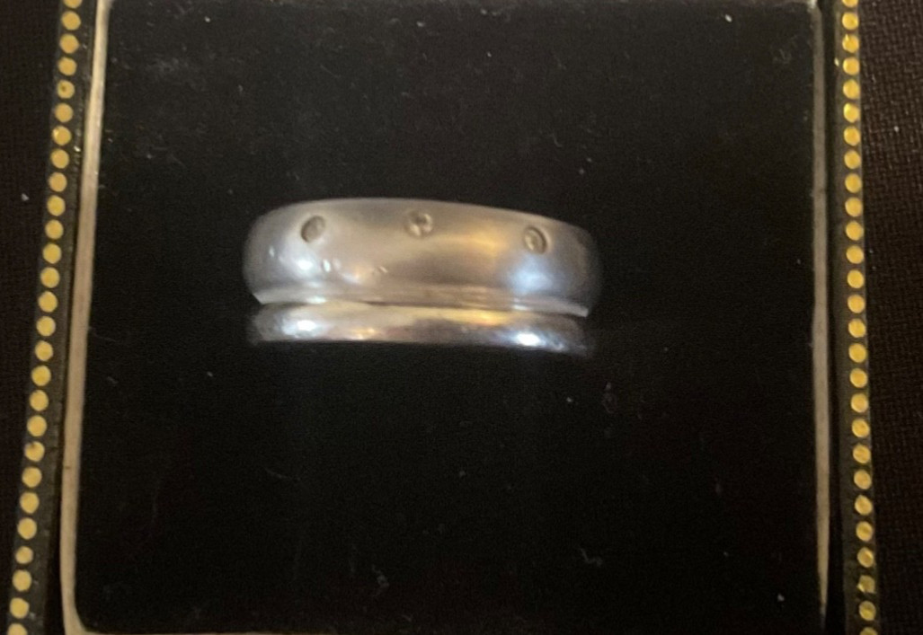 Smooth Shiny & Brushed Ring Sterling Silver CZ Band SZ 5.5 Rare Design Signed