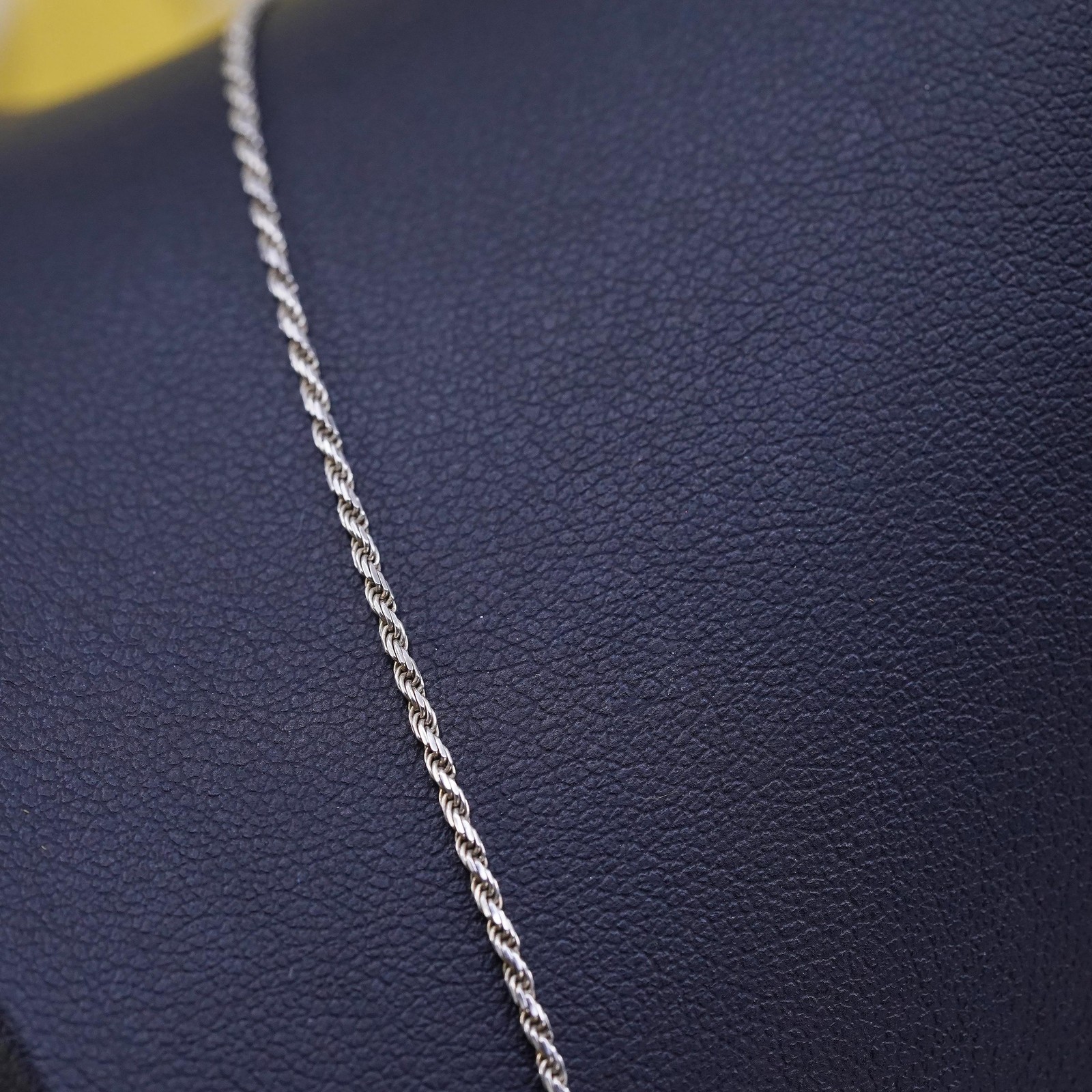 20″ 1.6mm, vintage Sterling silver necklace, 925 Singapore rope chain