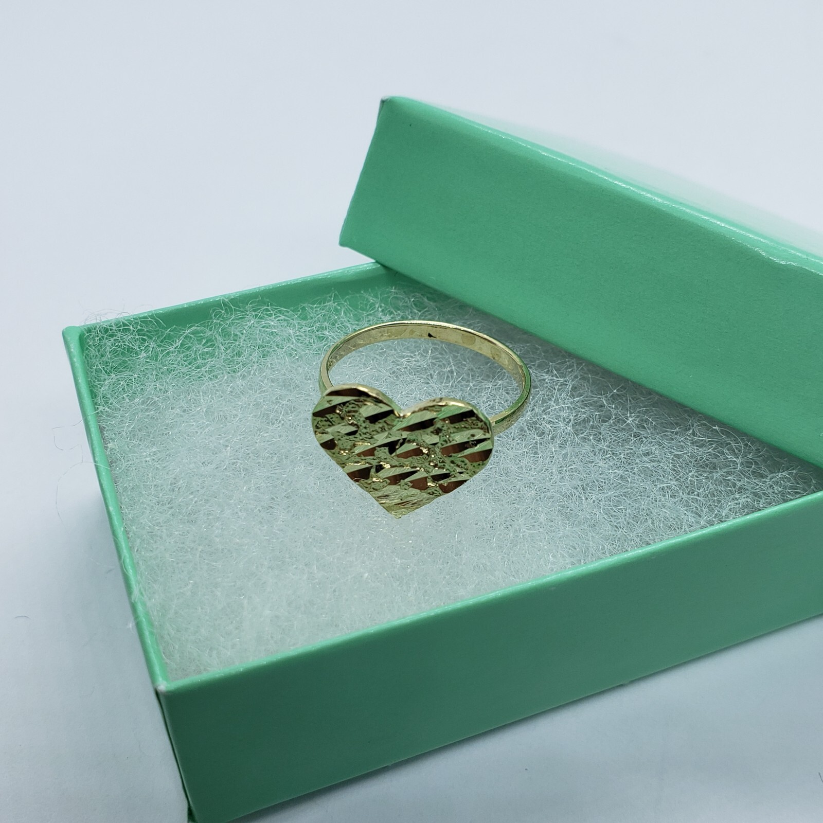 10K Yellow Solid Gold Flat Heart Nugget Ring Small Medium Large Ring Size 3-11