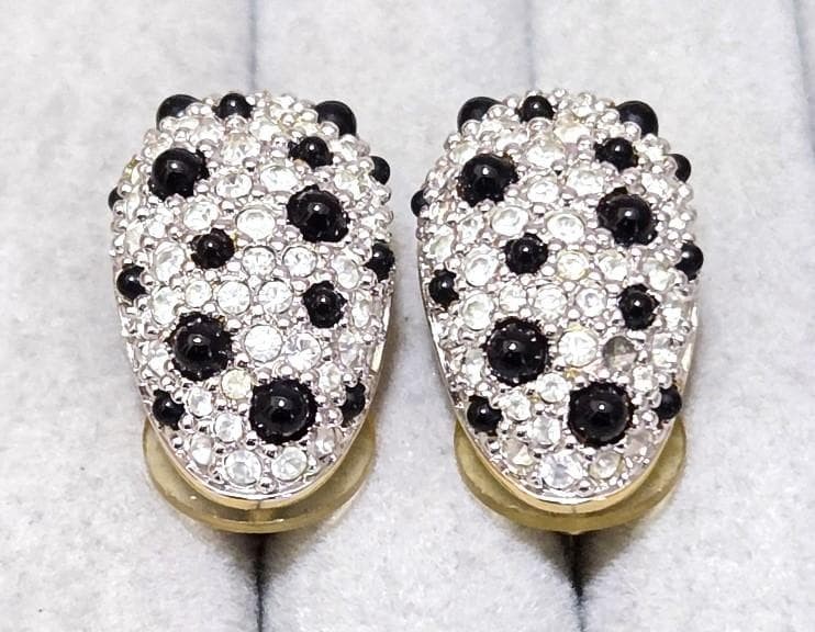 Swarovski Black & White Oval Shape Earrings Used Not specified