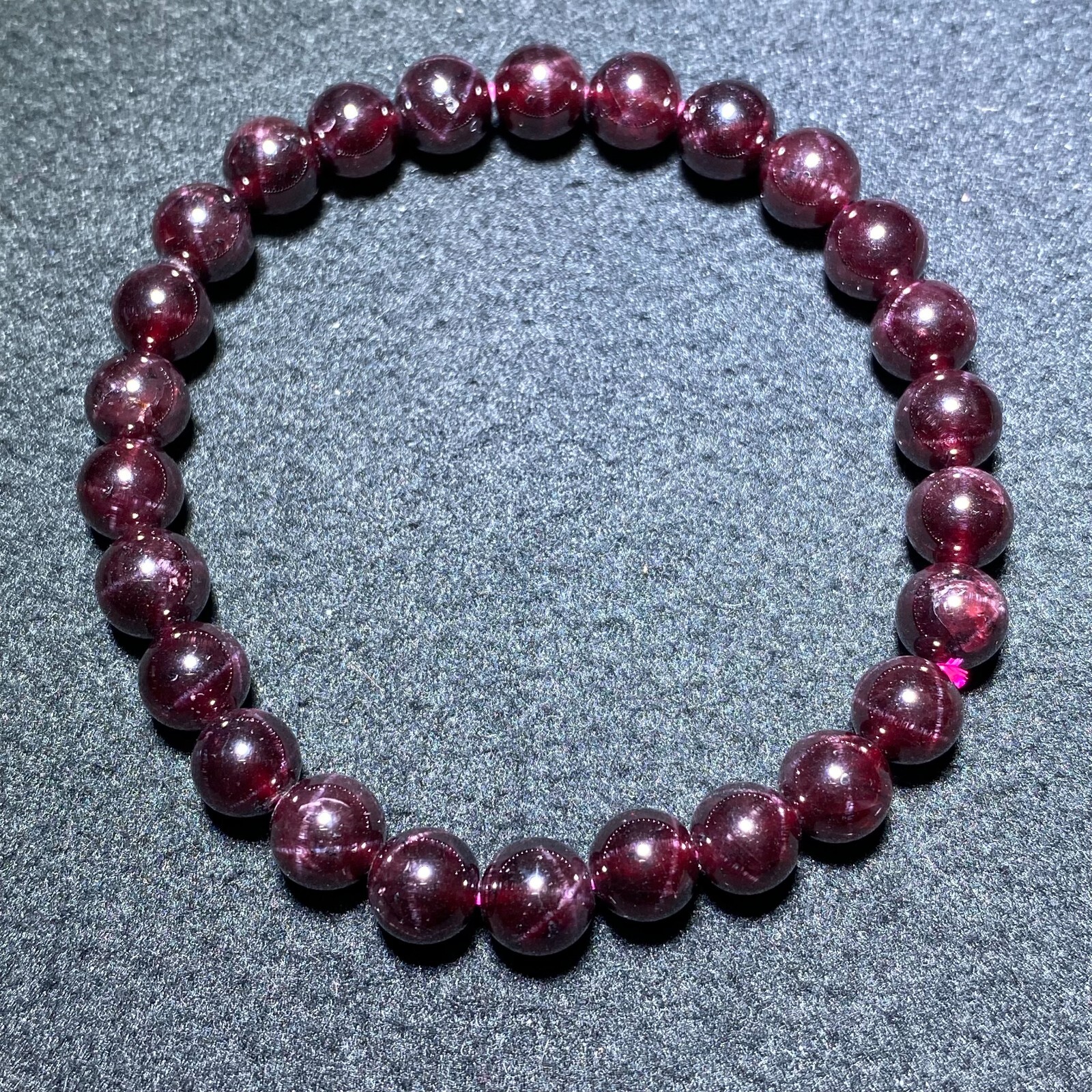 7.6mm Natural Red Starlight Garnet Crystal Beads Bracelet AAAA 1326
