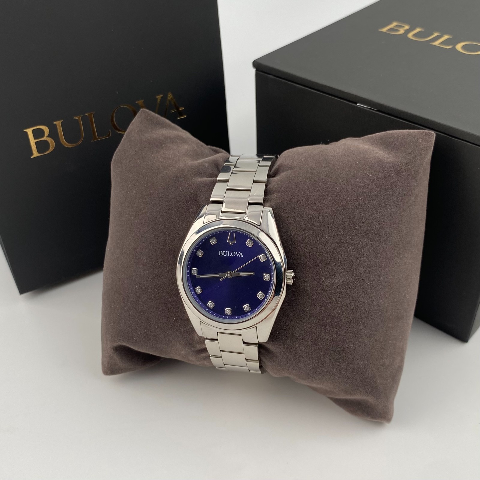 Bulova Women’s 96P229 Surveyor Stainless Steel Watch Blue Dial Quartz 31 mm