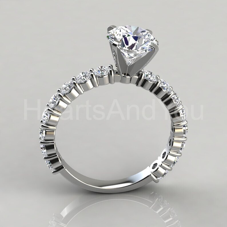 1.6ct Round Cut Moissanite Solitaire with Accents Women Ring 14k RoseGold Plated