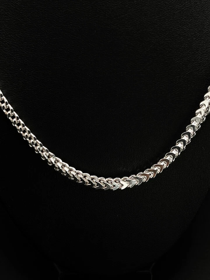 925 Sterling Silver Franco Chain Necklace & Bracelet – Italian Design, 4mm