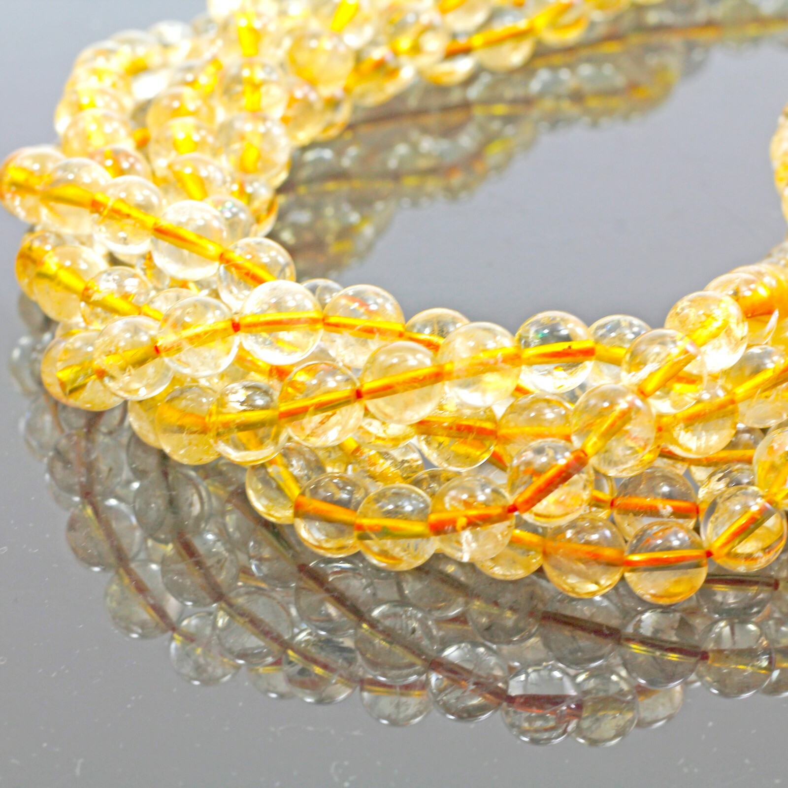 Gemstone Natural Citrine Round Beads Golden Smooth Loose Beads 15″ 4 6 8 10 12mm