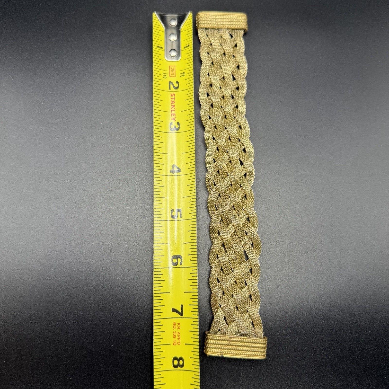 Vintage 18K Yellow Gold Braided Mesh Statement Bracelet w/ Intricate Woven Links