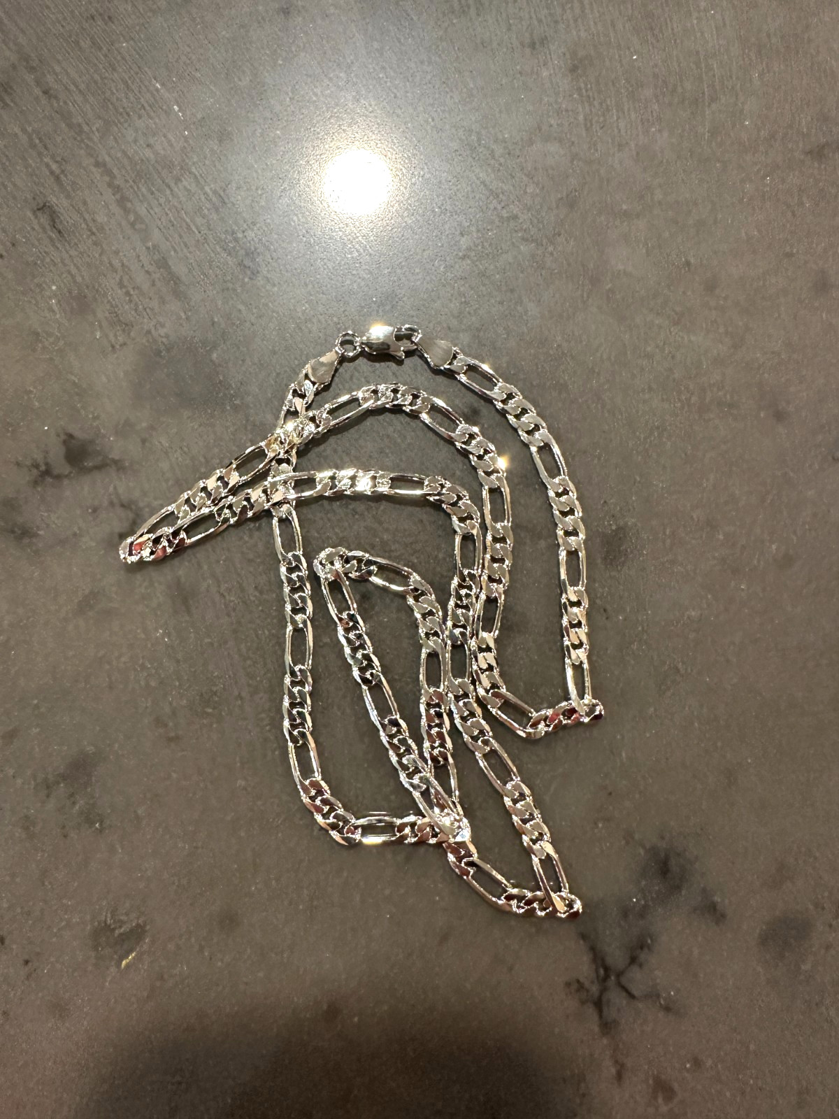 Men’s 925 Silver Figaro Chain 24 Inches ” 4mm Plated Necklace