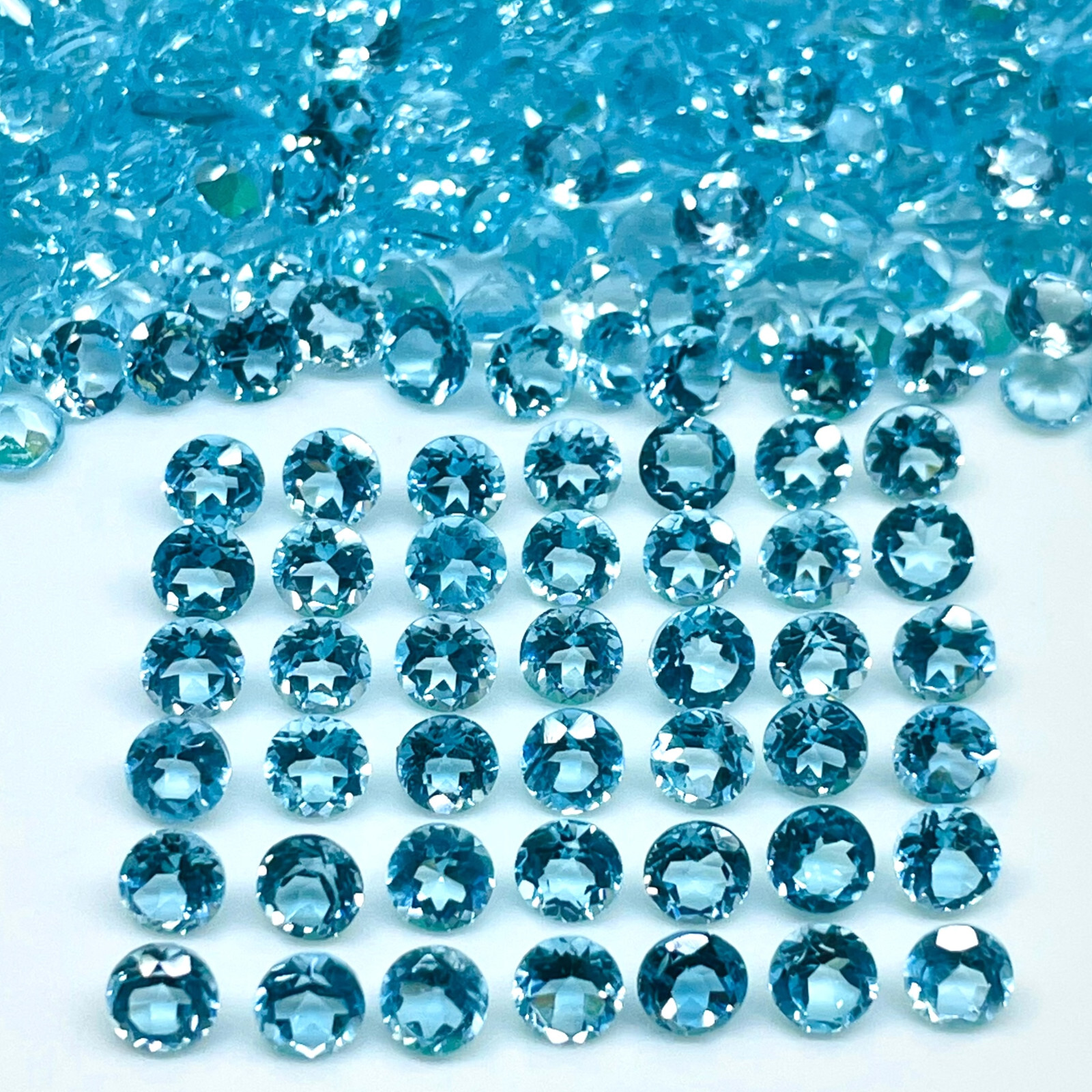 VVS 20 Pcs Natural Sky Blue Topaz 4mm Round Cut AAA Quality Loose Gemstones Lot