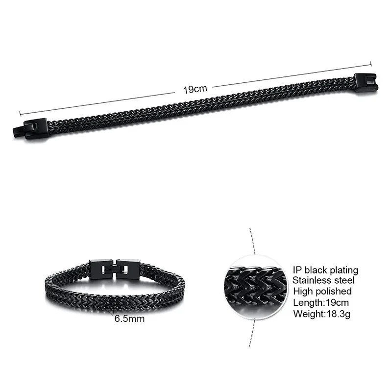 Men Double Link Chain Bracelet Polish Color Stainless Steel Punk Biker Jewelry