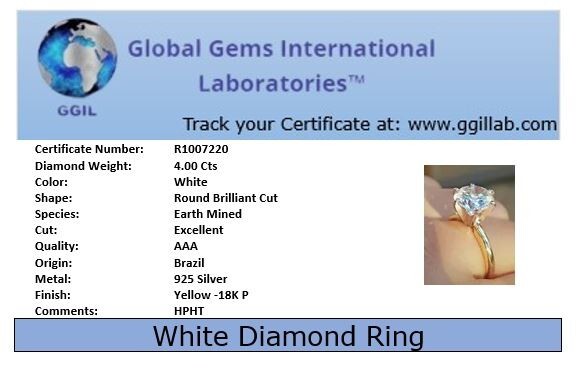 4 Ct Certified Diamond Solitaire Ring! Great Shine-FREE Diamond studs.