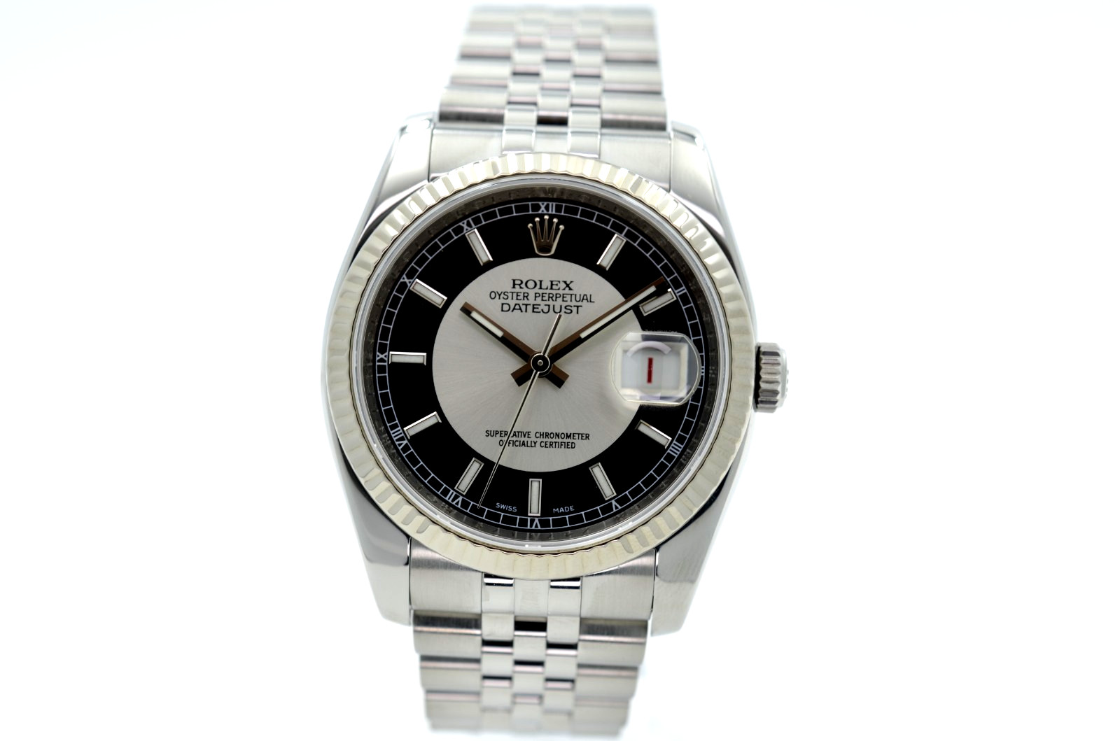 Rolex Datejust 36mm 116234 factory tuxedo index black/silver dial Box & papers