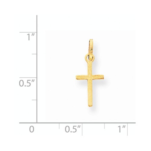 14K Yellow Gold Small Plain Latin Cross Charm Pendant 0.75 Inch