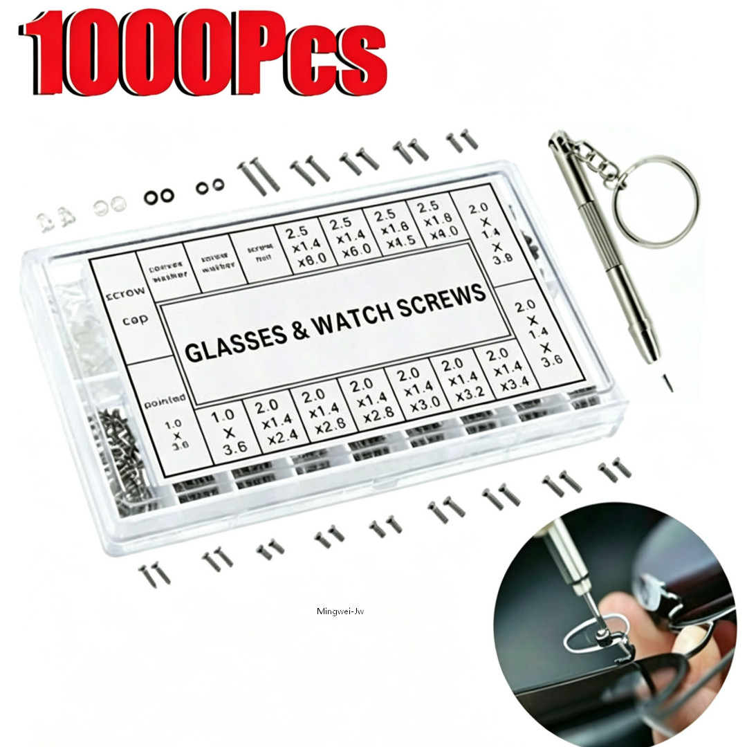 1000 Tiny Screws Nut Screwdriver Watch Eyeglass Glasses Repair Tool Set Kit Phon