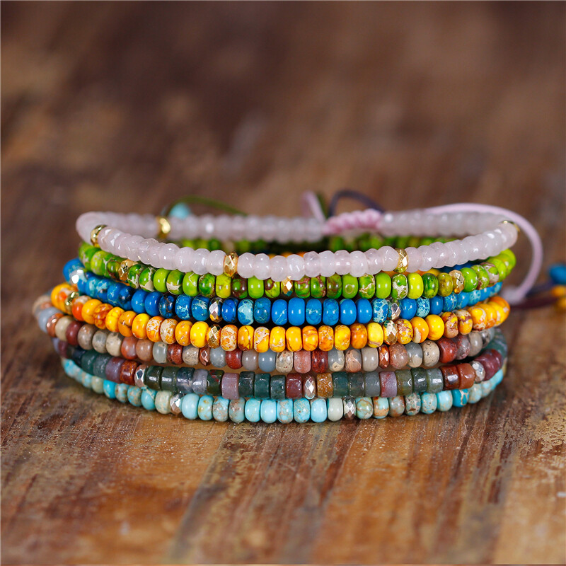Minimalist Dainty Crystal Assorted Natural Gemstone Beads Healing Reiki Bracelet