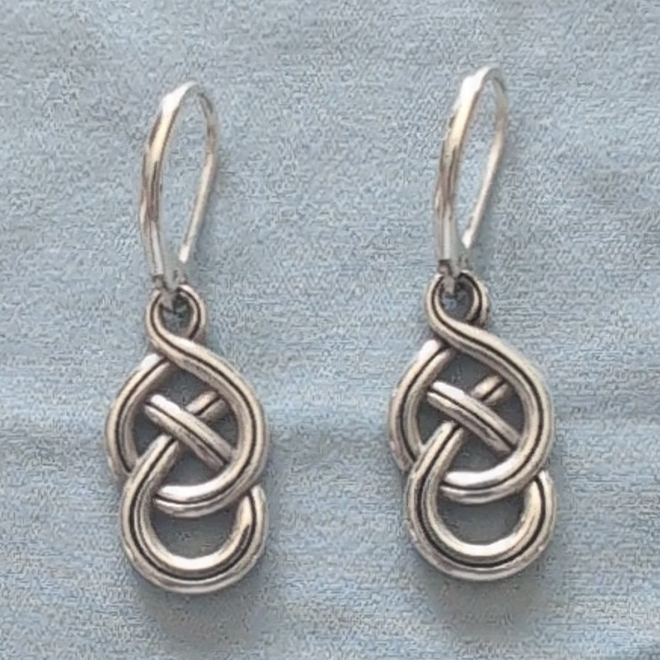 Brighton Silver Celtic Knot Dangle Leverback Earrings, No Stone