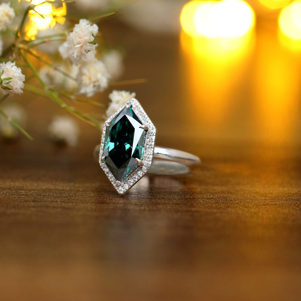 2.80 Ct. Marquise Cut Blue Diamond Engagement Ring In 925 Sterling Silver