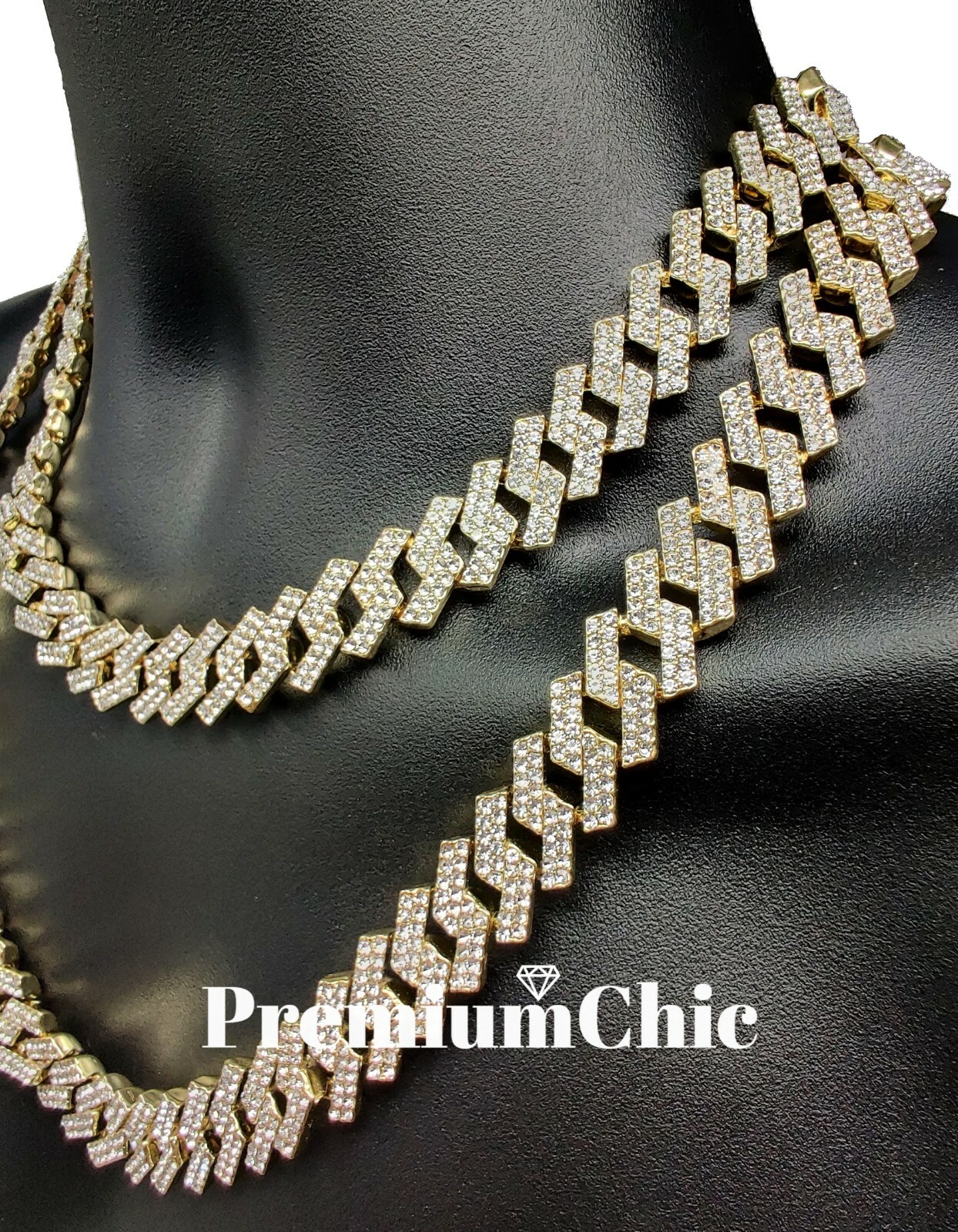 Miami Cuban Designer Prong Link Chain Necklace or Bracelet Men Plated CZ Jewelry
