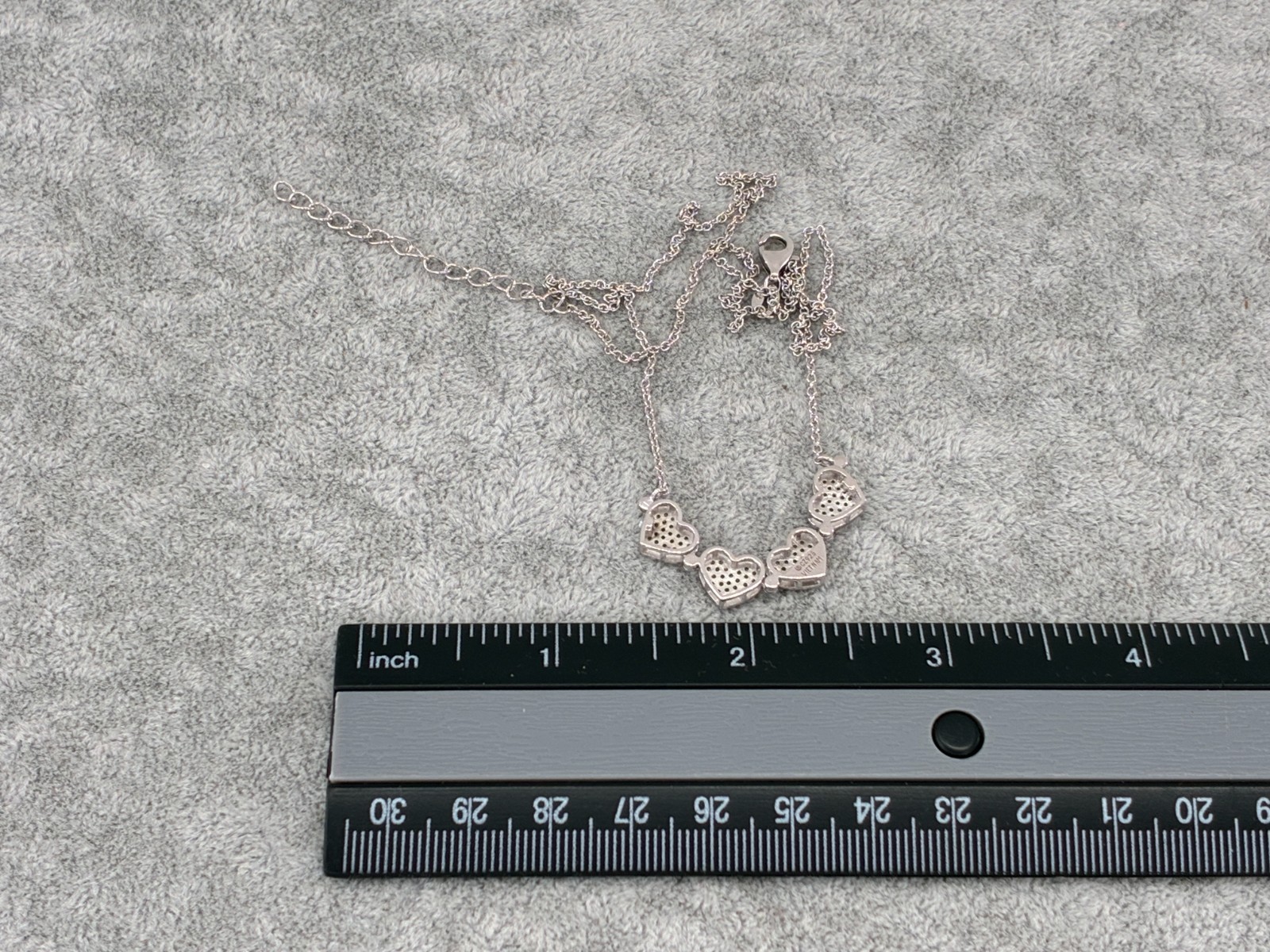 Diamonique Four Heart Clover Leaf Pave Convertible Pendant Necklace Sterling 925