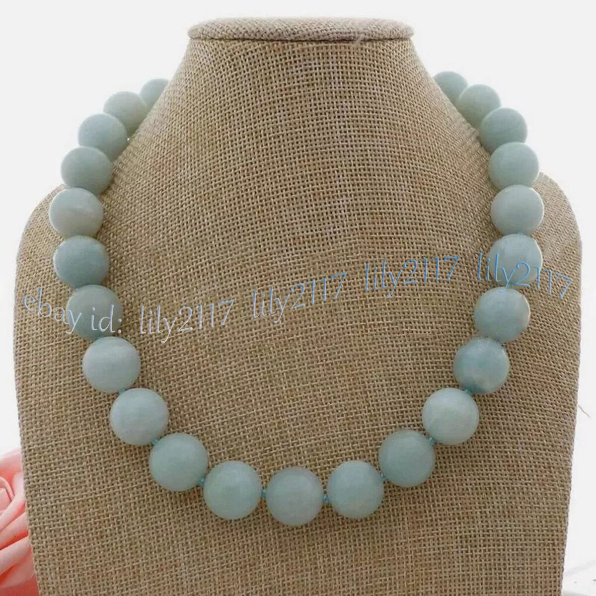 6-14mm Natural Amazonite Round Gemstone Beads White Keshi Baroque Pearl Necklace