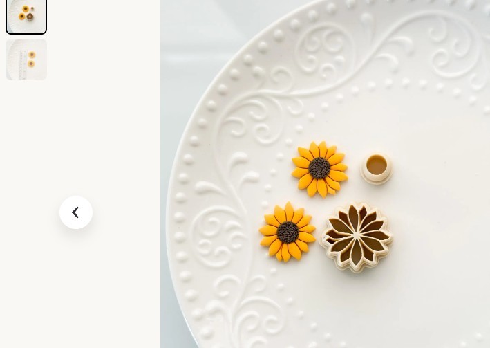 ower Flower Stud Earrings for Lobe – Yellow Brown Polymer Clay, 12mm