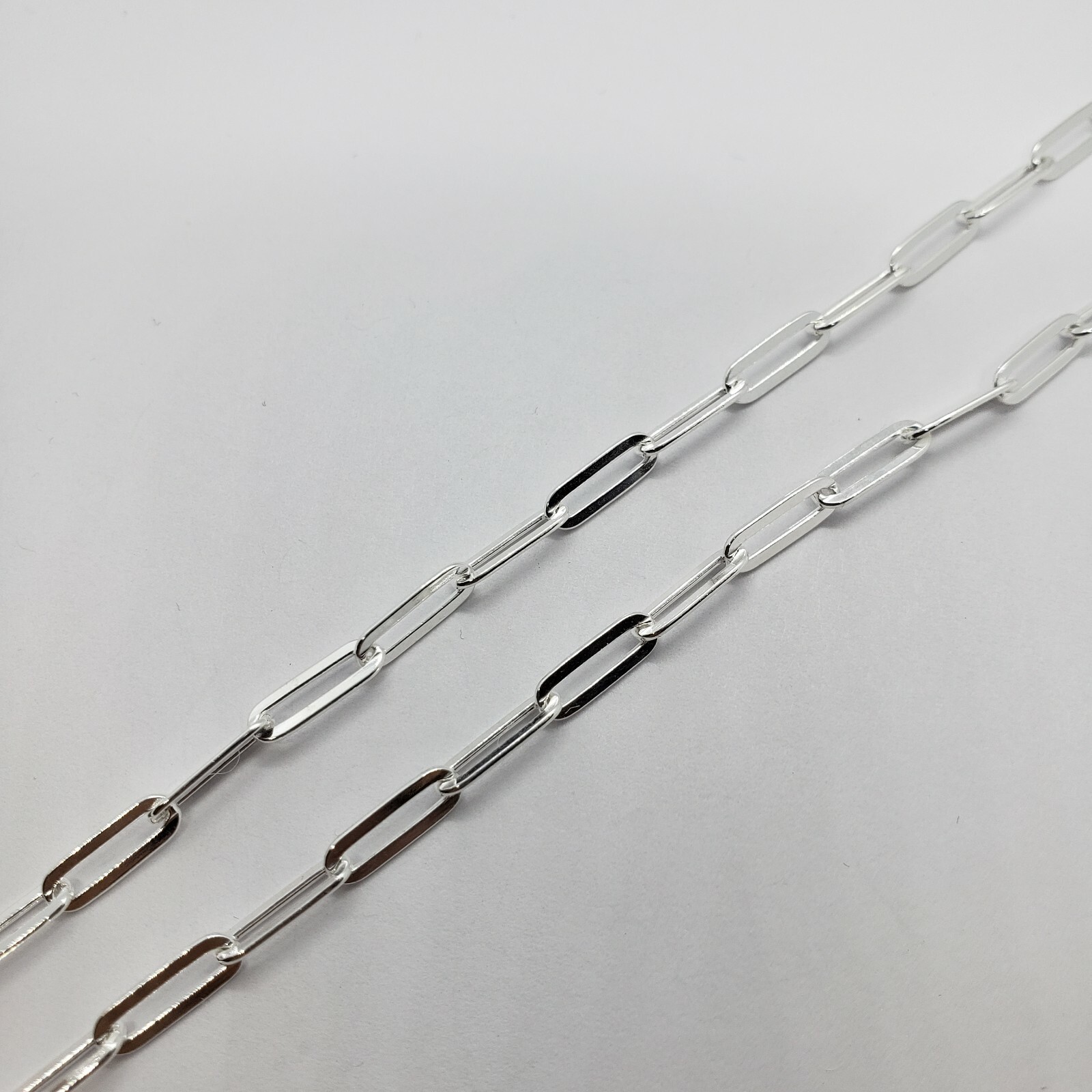 925 Sterling Silver Paperclip Chain Necklace Bracelet Italy 3mm Sizes 7-30 inch